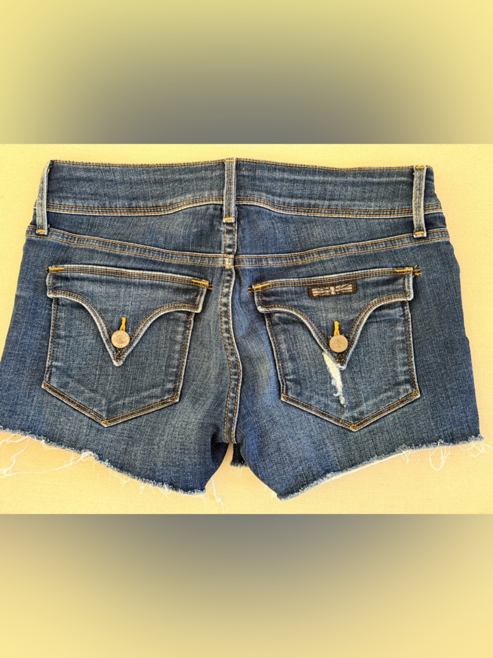 Hudson Croxley Low Rise Raw Hem Denim Shorts